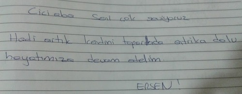Hastane anı defterinden el yazısı bir sayfanın fotoğrafı